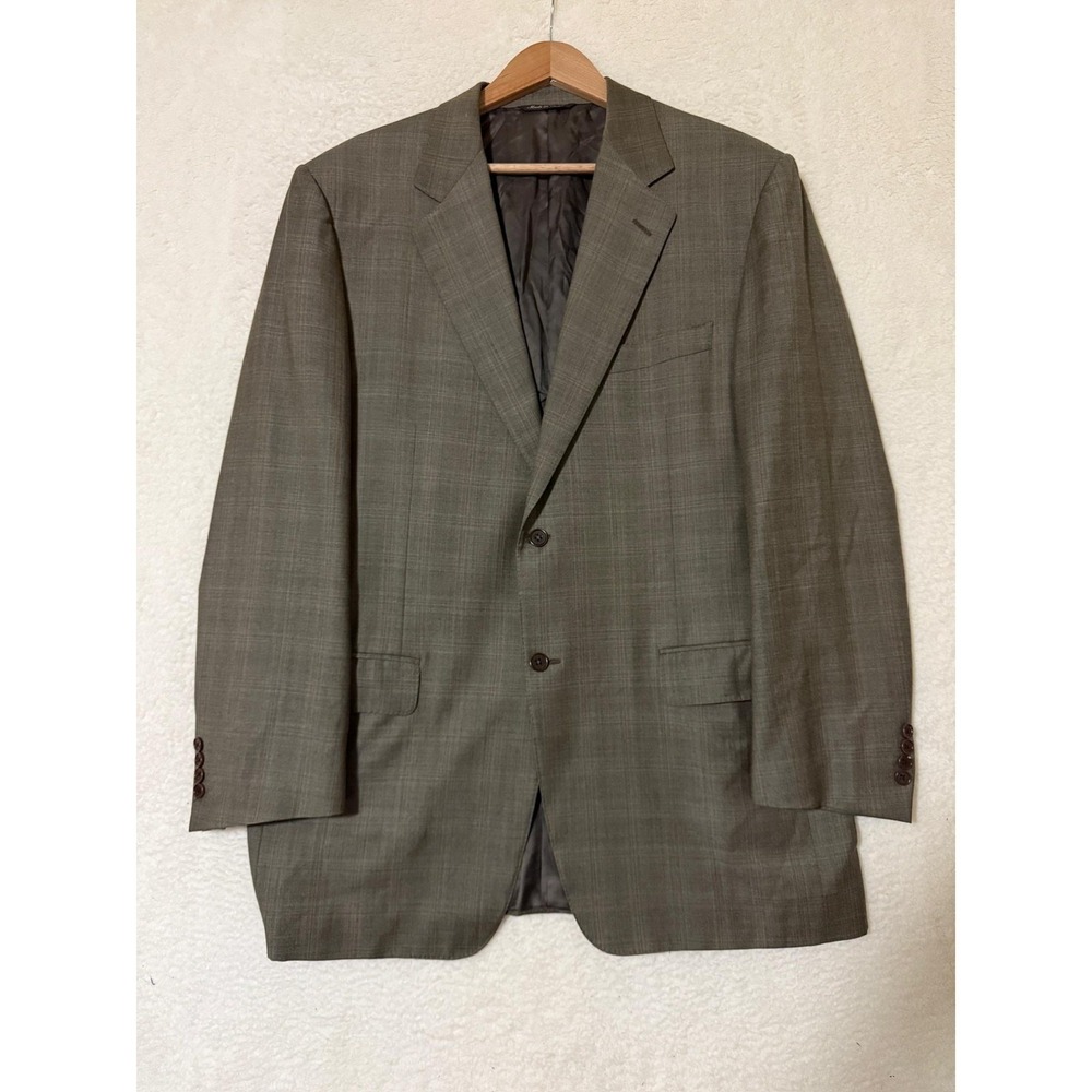 Canali Blazer Mens 44L (EU 54L) Brown Super 120s Wool Made Italy Sport Coat